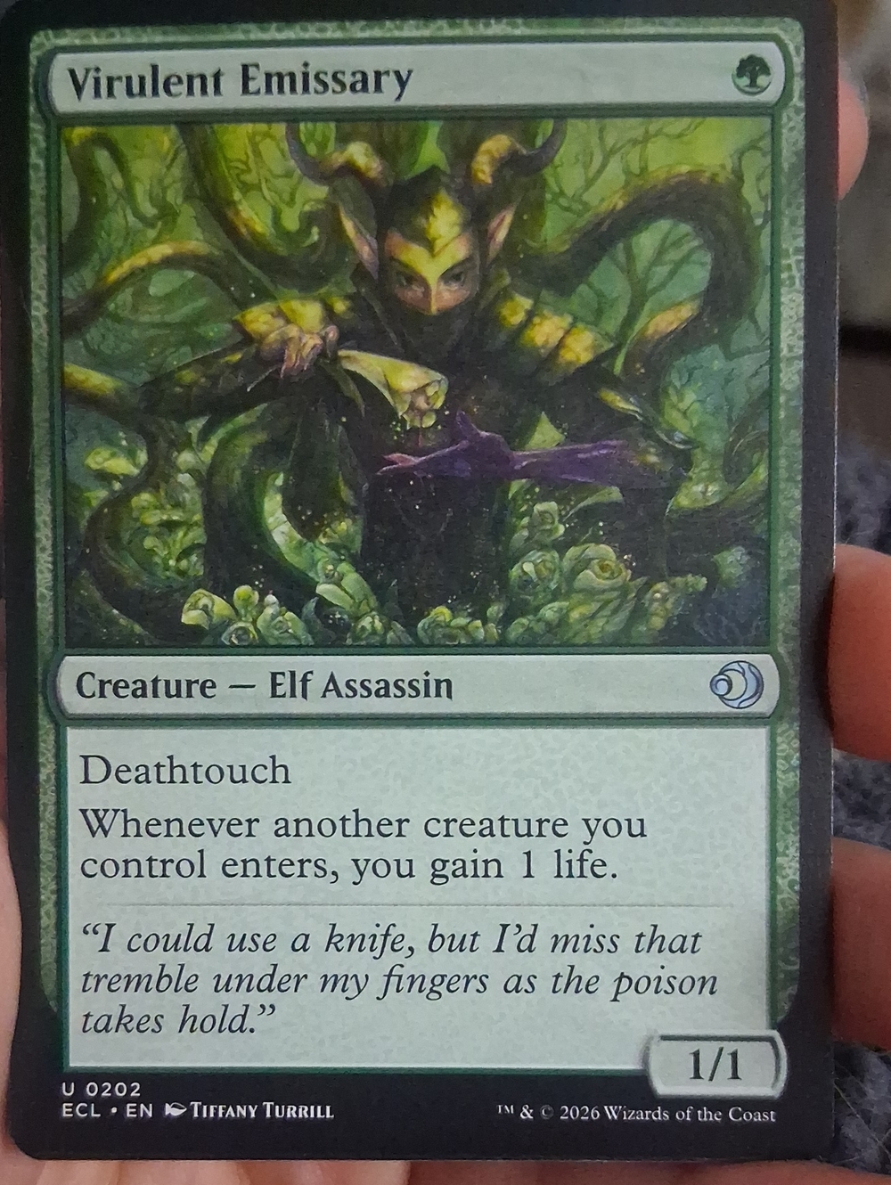 Virulent Emissary Elf Assassin Trading Card - Green